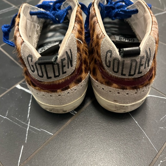 Golden Goose Leopard Print Mid Star Sneakers w/ Blue Lace. Shoe bag included - Picture 2 of 10